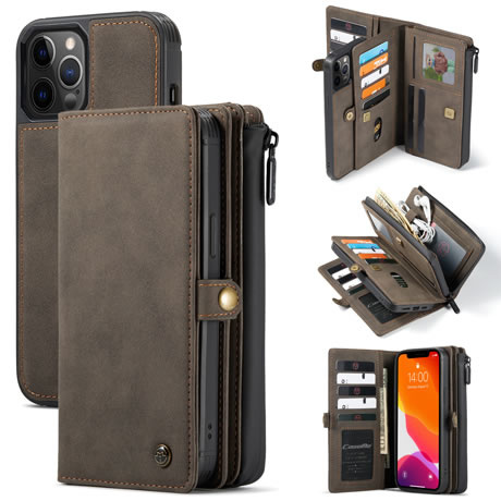 CaseMe - Telefoonhoesje geschikt voor Apple iPhone 13 Pro Max - Back Cover en Wallet Book Case - Multifunctioneel - Bruin afbeelding