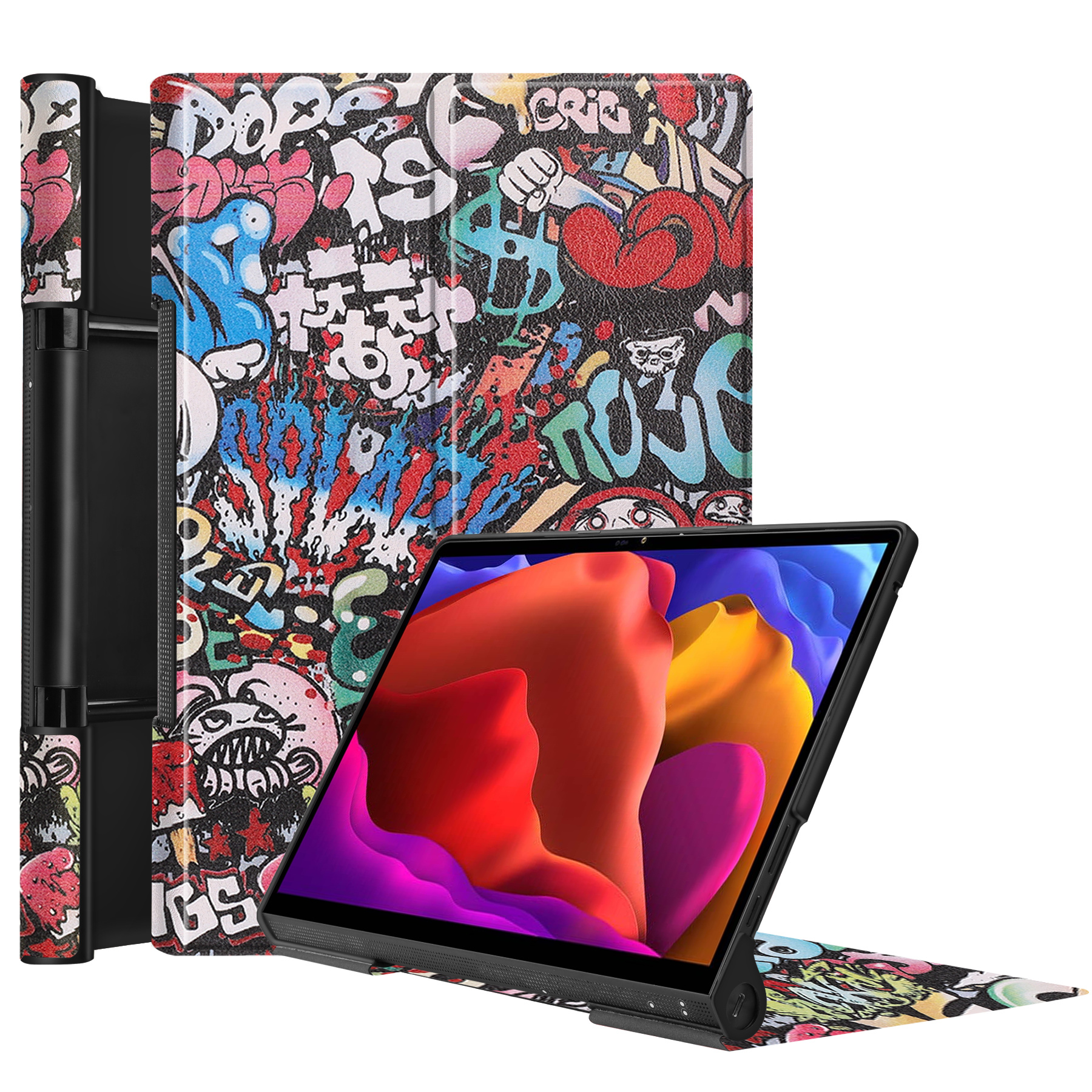 Tablet Hoes geschikt voor Lenovo Yoga Tab 13 (2021) - Tri-Fold Book Case - Graffiti afbeelding