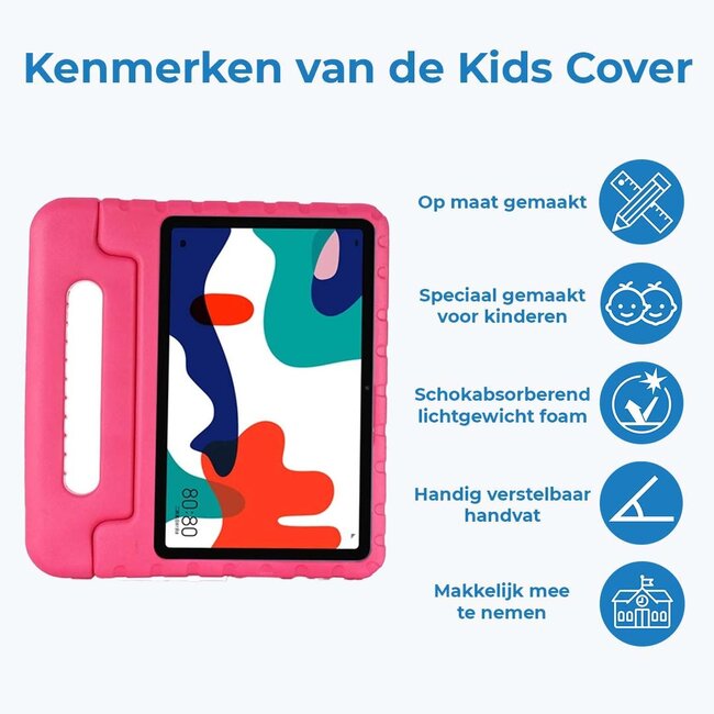 Tablet hoes geschikt voor Huawei MatePad 10.4 (2020/2022) - Kinderhoes met handvat - Schokbestendige Kids cover - Magenta