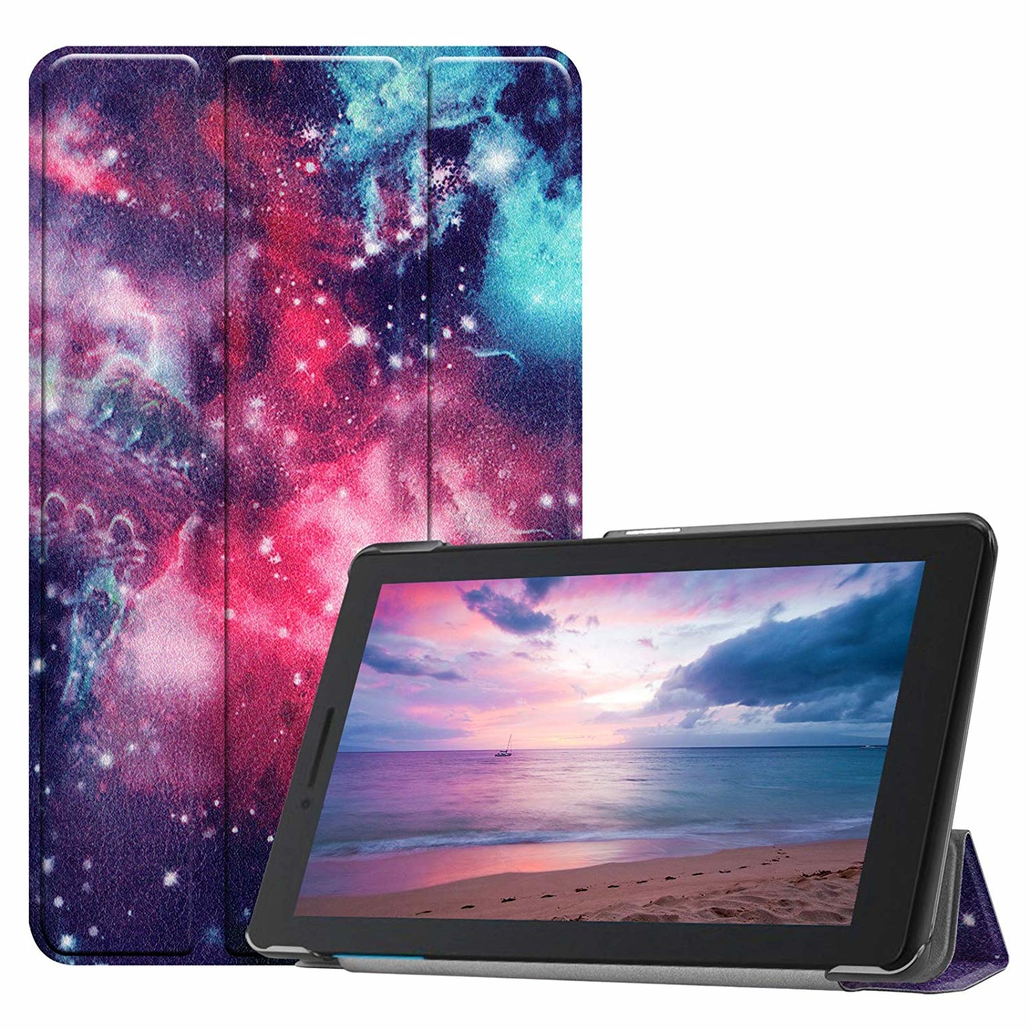 Tablet hoes geschikt voor Lenovo Tab E8 hoes (TB-8304F) - Tri-Fold Book Case - Galaxy afbeelding