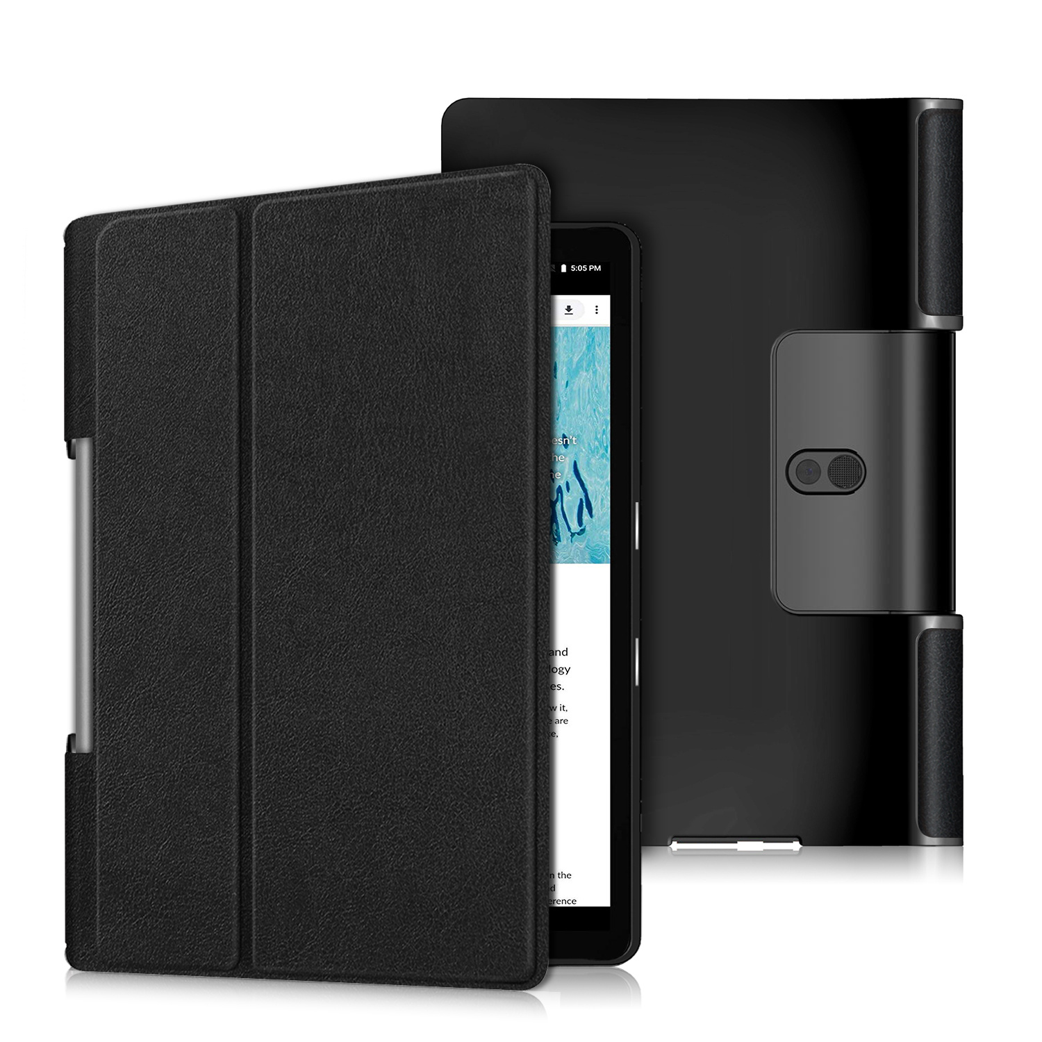 Tablet Hoes geschikt voor Lenovo Yoga Smart Tab 10.1 - Tri-Fold Book Case - Zwart afbeelding