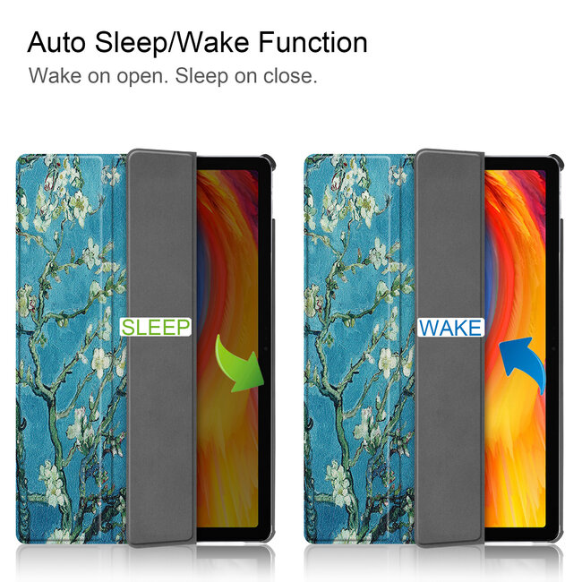 Tablet hoes geschikt voor Lenovo Tab P11 Plus (11 inch) - Tri-Fold Book Case - Witte Bloesem