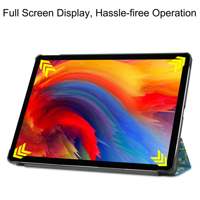 Tablet hoes geschikt voor Lenovo Tab P11 Plus (11 inch) - Tri-Fold Book Case - Witte Bloesem