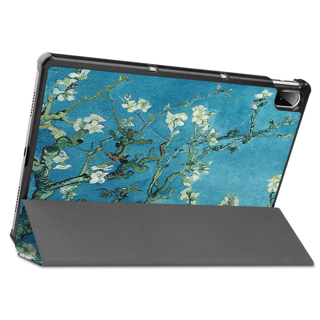 Tablet hoes geschikt voor Lenovo Tab P11 Plus (11 inch) - Tri-Fold Book Case - Witte Bloesem