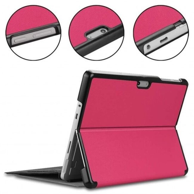 Case2go - Tablet Hoes geschikt voor Microsoft Surface Go / Go 2 / Go 3 / Go 4 - Tri-Fold Book Case - Magenta
