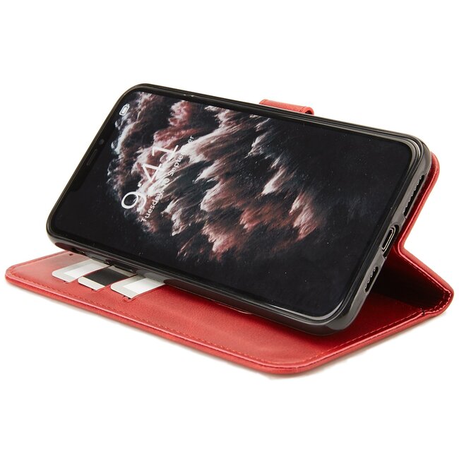 Case2go - Hoesje geschikt voor Xiaomi Redmi Note 9s - Wallet Book Case -  Ruimte voor 3 pasjes - Rood