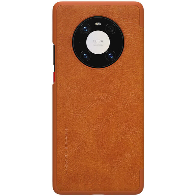 Hoesje geschikt voor Huawei Mate 40 Pro - Qin Leather Case - Flip Cover - Bruin