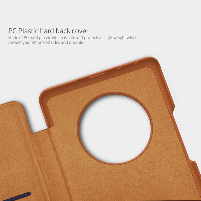 Hoesje geschikt voor Huawei Mate 40 Pro - Qin Leather Case - Flip Cover - Bruin