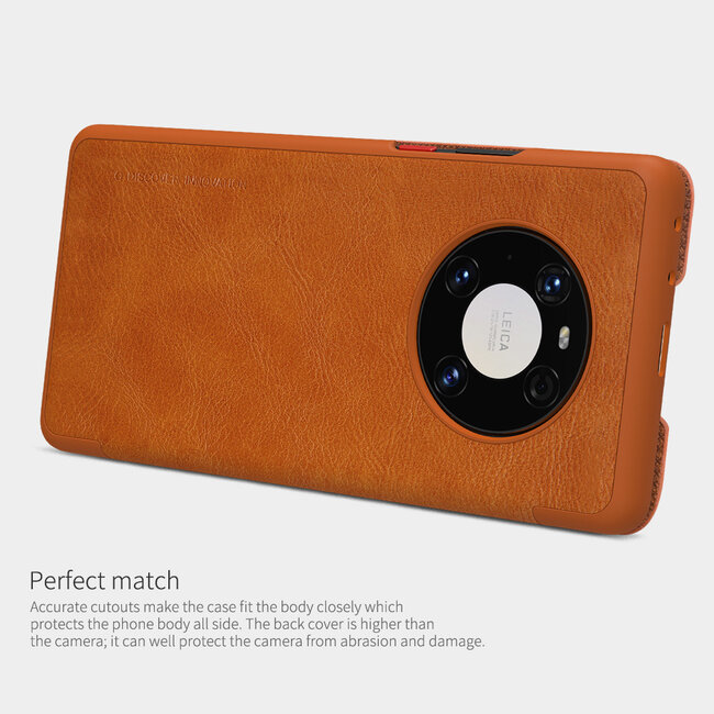 Hoesje geschikt voor Huawei Mate 40 Pro - Qin Leather Case - Flip Cover - Bruin