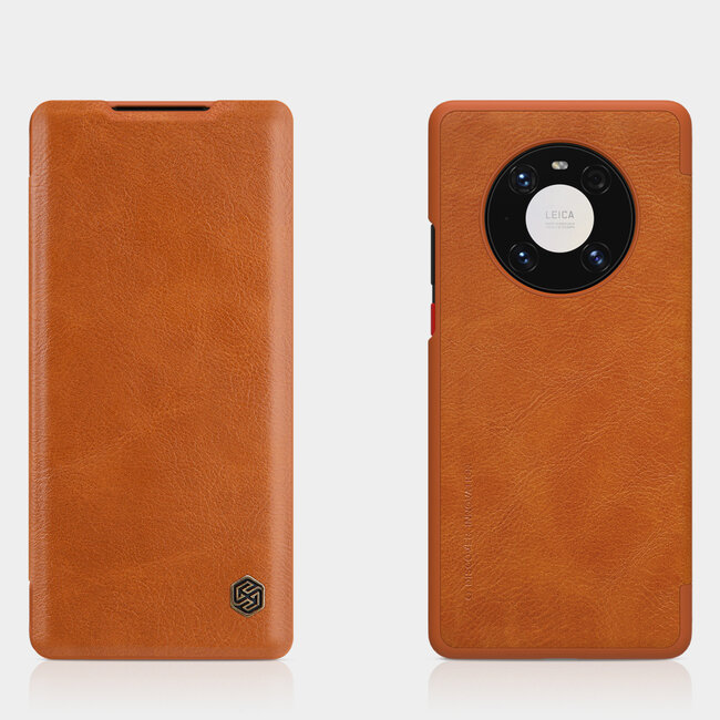 Hoesje geschikt voor Huawei Mate 40 Pro - Qin Leather Case - Flip Cover - Bruin
