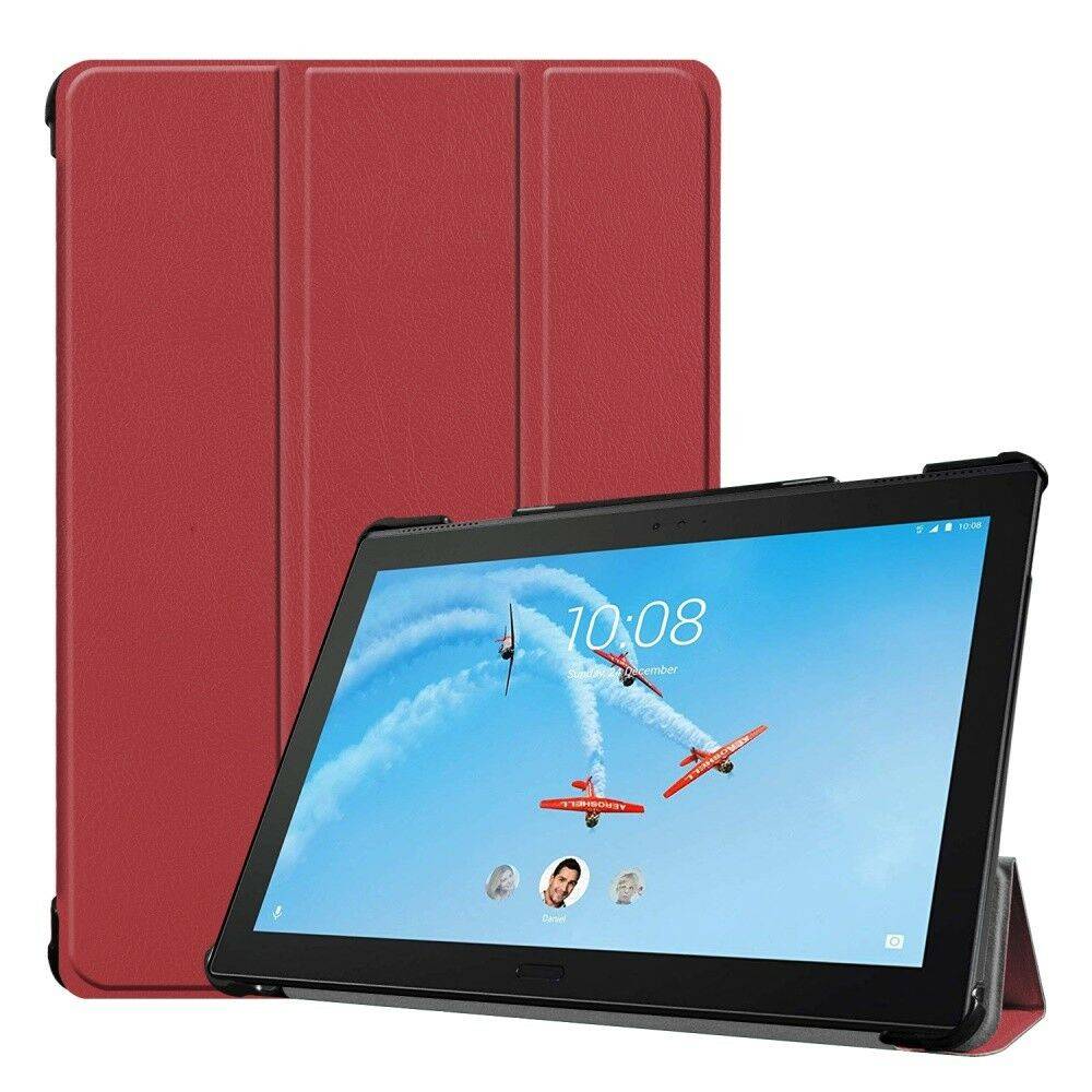 Tablet hoes geschikt voor Lenovo Tab P10 - Tri-fold Book Case - Donker Rood afbeelding