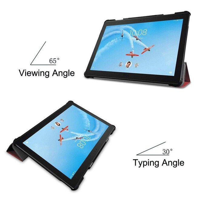 Tablet hoes geschikt voor Lenovo Tab P10 - Tri-fold Book Case - Donker Rood
