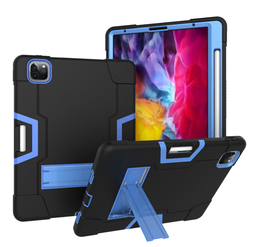 Tablet hoes geschikt voor iPad Pro 11 (2020) - Schokbestendige Back Cover - Hybrid Armor Case - Zwart/Blauw afbeelding