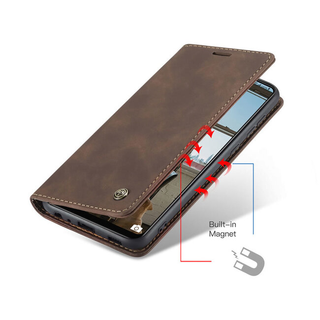 CaseMe - Hoesje geschikt voor Samsung Galaxy A72 5G -Wallet Book Case - Magneetsluiting - Donker Bruin