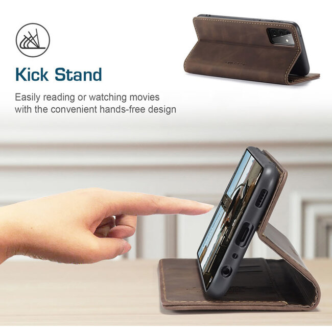 CaseMe - Hoesje geschikt voor Samsung Galaxy A72 5G -Wallet Book Case - Magneetsluiting - Donker Bruin