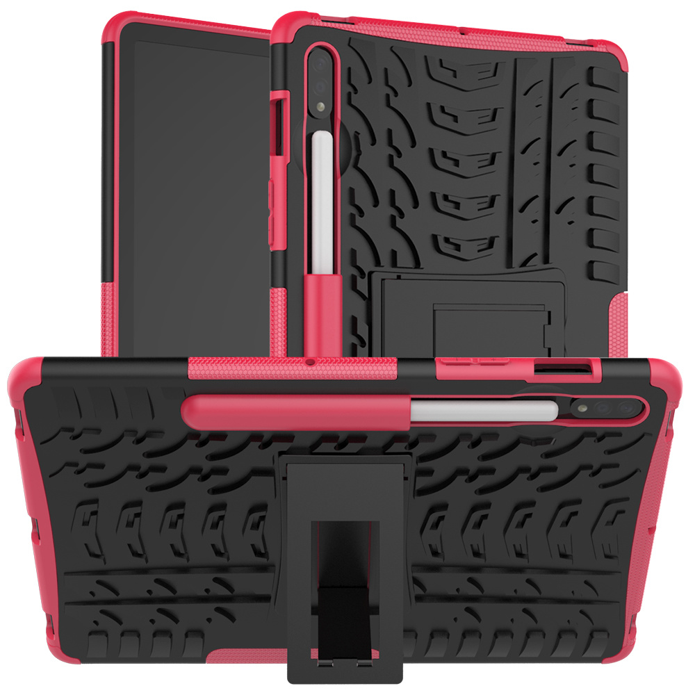 Tablet hoes geschikt voor Samsung Galaxy Tab S7 - Schokbestendige Back Cover - Met pencil houder - Magenta afbeelding