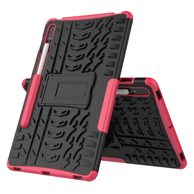 Tablet hoes geschikt voor Samsung Galaxy Tab S7 - Schokbestendige Back Cover - Met pencil houder - Magenta