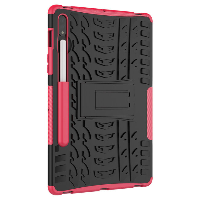 Tablet hoes geschikt voor Samsung Galaxy Tab S7 - Schokbestendige Back Cover - Met pencil houder - Magenta