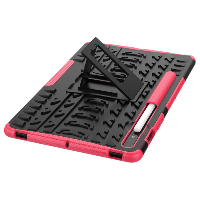 Tablet hoes geschikt voor Samsung Galaxy Tab S7 - Schokbestendige Back Cover - Met pencil houder - Magenta