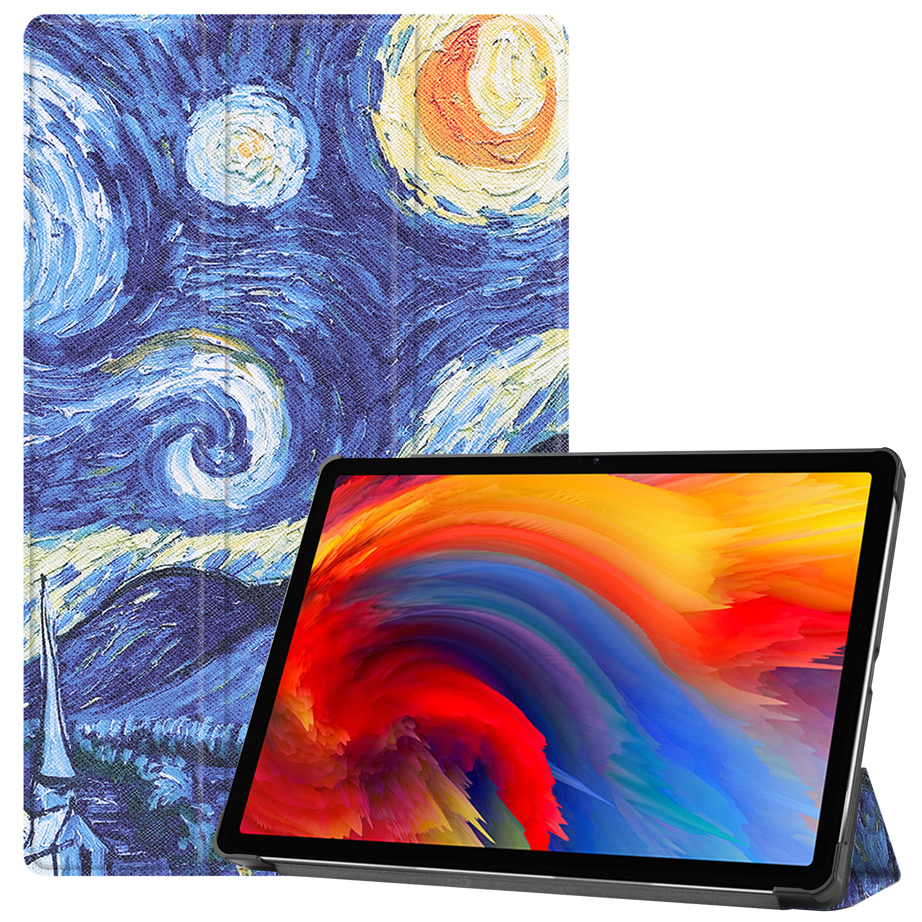 Tablet hoes geschikt voor Lenovo Tab P11 Plus (11 inch) - Tri-Fold Book Case - Sterrenhemel afbeelding