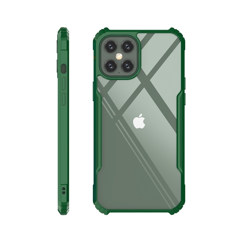 Hoesje geschikt voor iPhone 12 Pro Max - Super Protect Slim Bumper - Back Cover - Groen/Transparant afbeelding