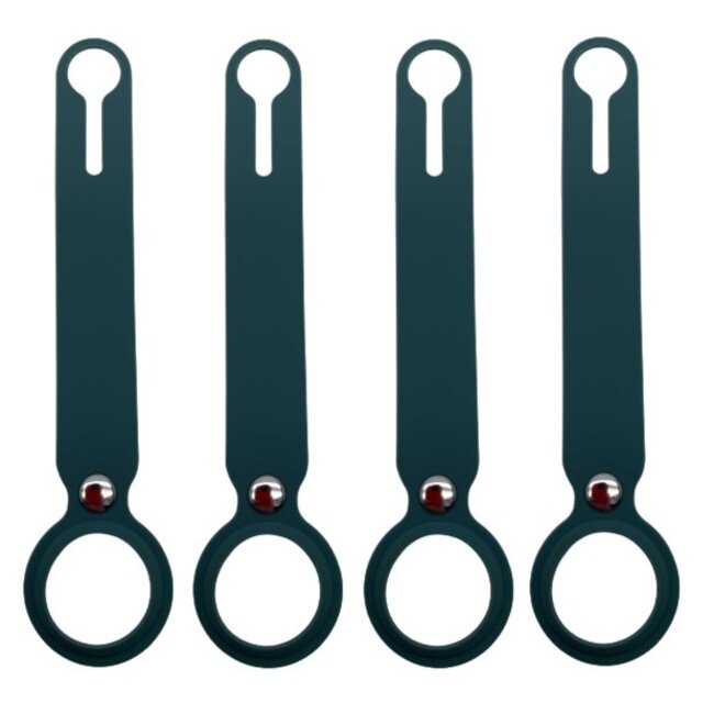 4-Pack Case2go - Hoesje geschikt voor Apple Airtag en Airtag 2 - Sleutelhanger - Hanger voor Airtag - Donker Groen
