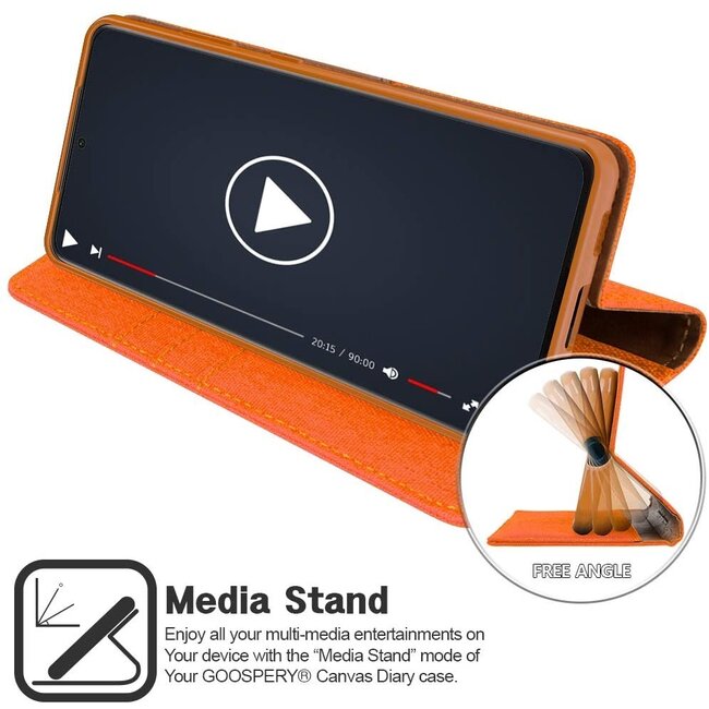 Hoesje geschikt voor Galaxy S21 Ultra - Mercury Canvas Diary Wallet Case - Hoesje met Pasjeshouder - Oranje