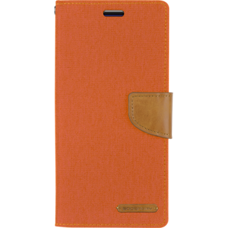 Mercury Goospery Telefoonhoesje geschikt voor iPhone 13 Pro Max - Mercury Canvas Diary Wallet Case - Hoesje met Pasjeshouder -Oranje