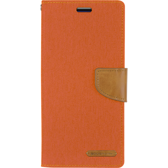Telefoonhoesje geschikt voor iPhone 13 Pro Max - Mercury Canvas Diary Wallet Case - Hoesje met Pasjeshouder -Oranje