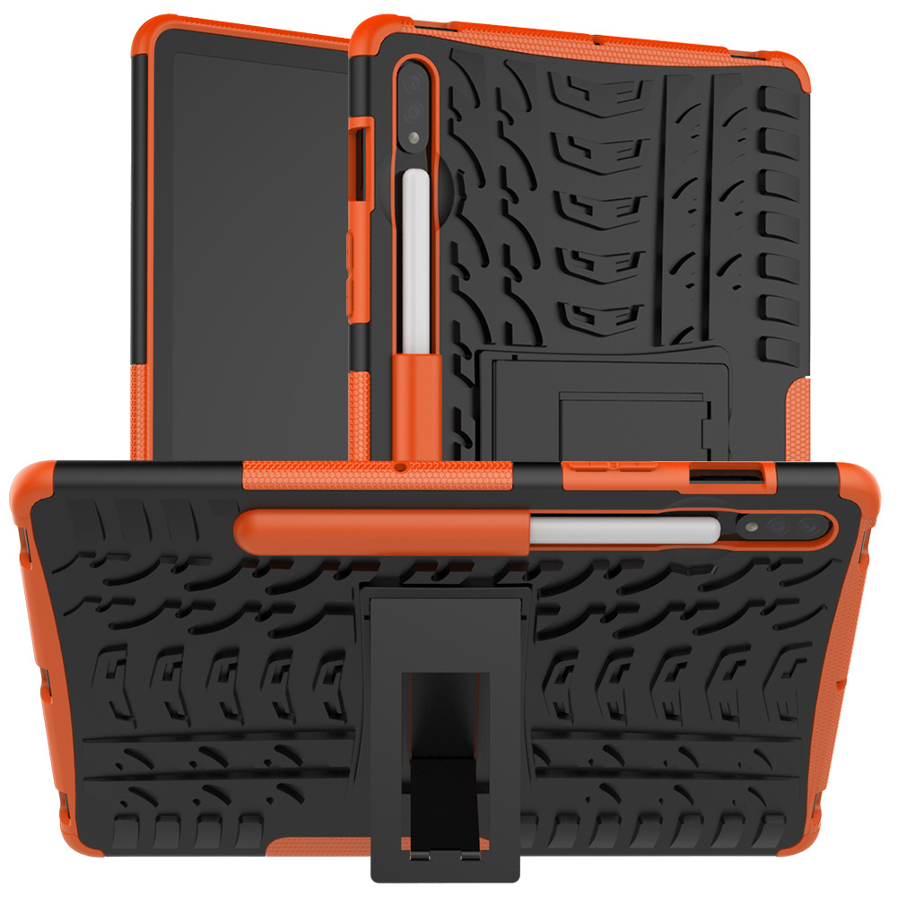 Tablet hoes geschikt voor Samsung Galaxy Tab S7 - Schokbestendige Back Cover - Met pencil houder - Oranje afbeelding
