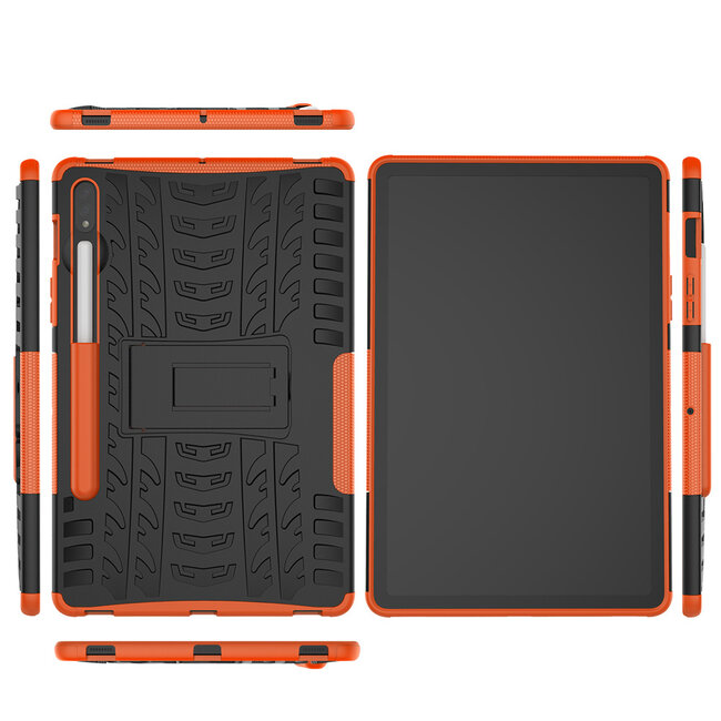 Tablet hoes geschikt voor Samsung Galaxy Tab S7 - Schokbestendige Back Cover - Met pencil houder - Oranje