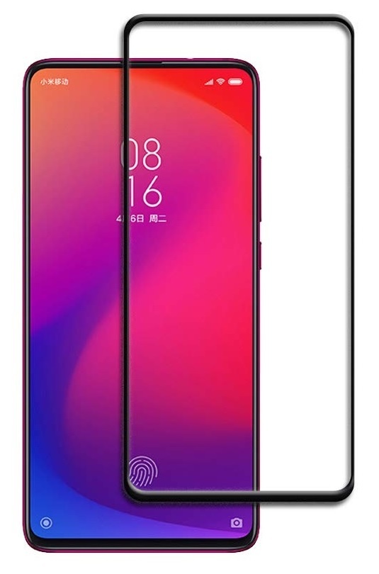 Screenprotector geschikt voor Xiaomi Mi 9T - Full Cover Screenprotector - Gehard Glas - Zwart afbeelding