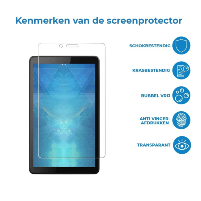 Case2go - Tablet Screenprotector geschikt voor Lenovo Tab M7- Tempered Glass - Case Friendly - Transparant