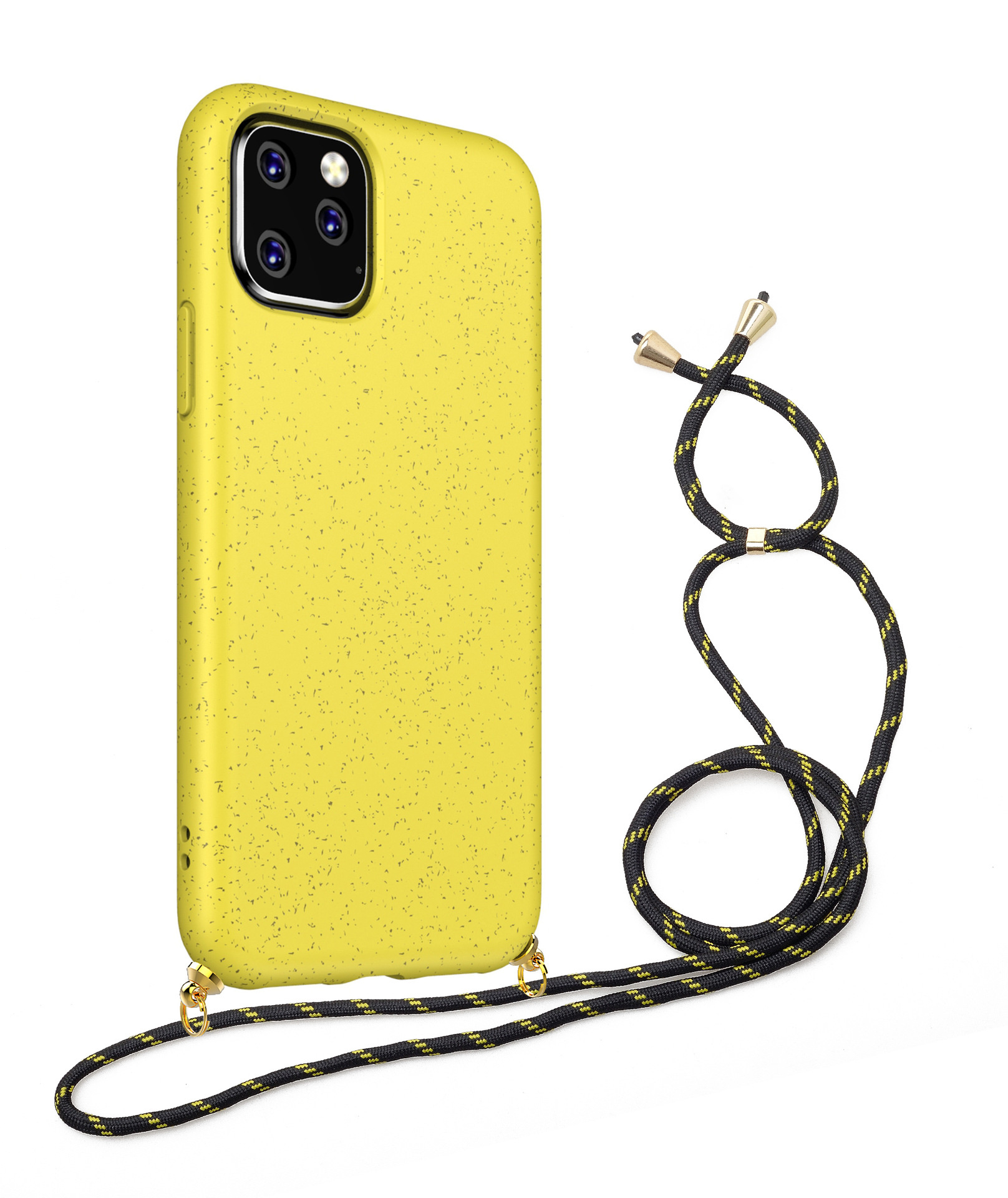 Hoesje Met Koord geschikt voor Apple iPhone 12 Mini - TPU Case - Siliconen Back Cover - Geel afbeelding