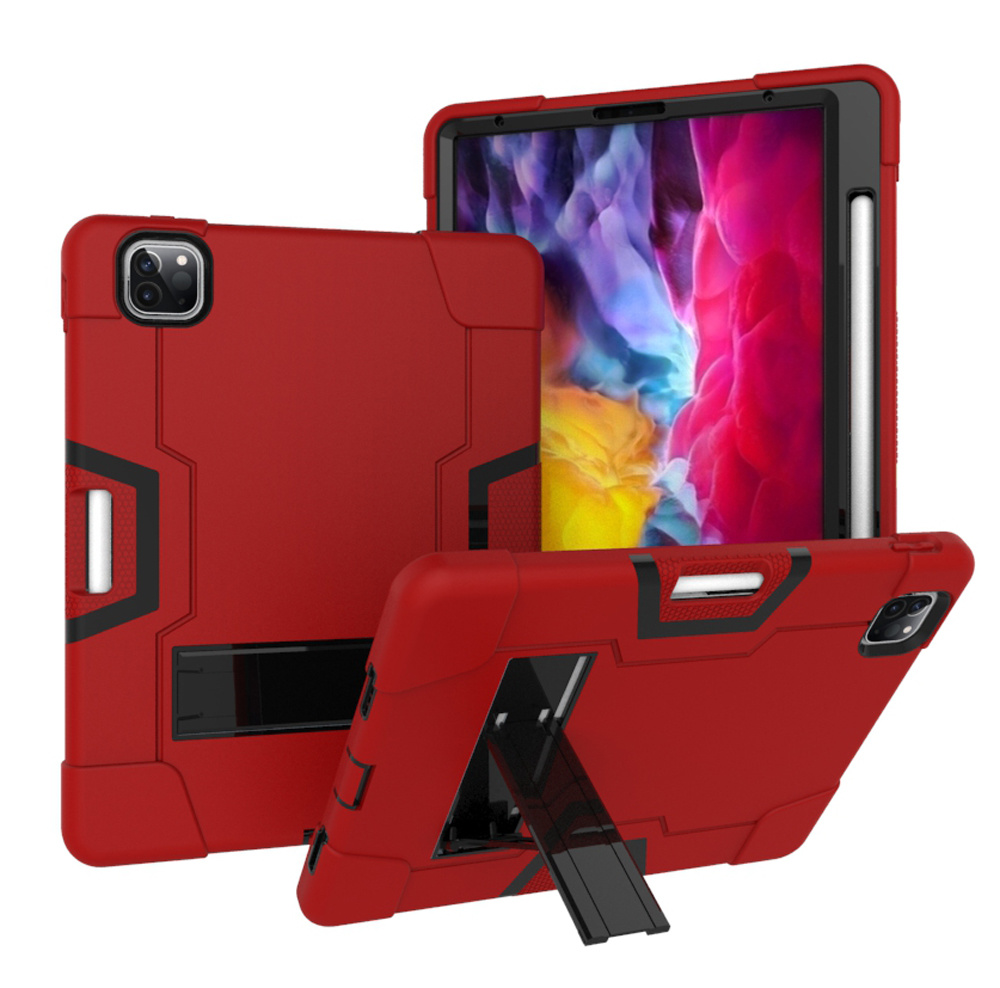 Tablet hoes geschikt voor iPad Pro 11 (2020) - Schokbestendige Back Cover - Hybrid Armor Case - Rood/Zwart afbeelding