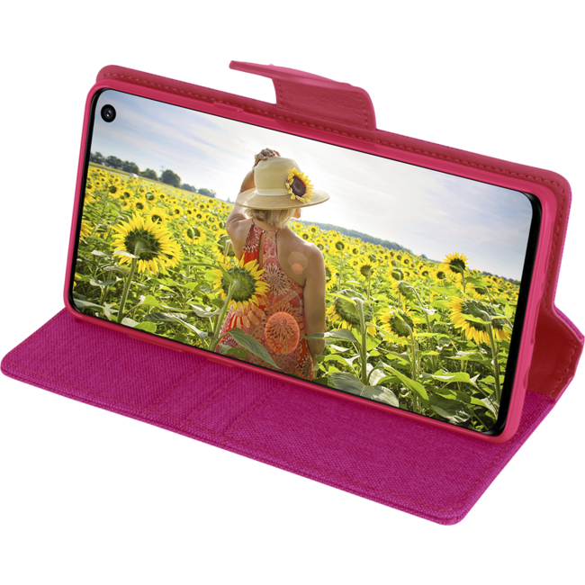 Hoesje geschikt voor iPhone 11 - Mercury Canvas Diary Wallet Case - Hoesje met Pasjeshouder - Roze