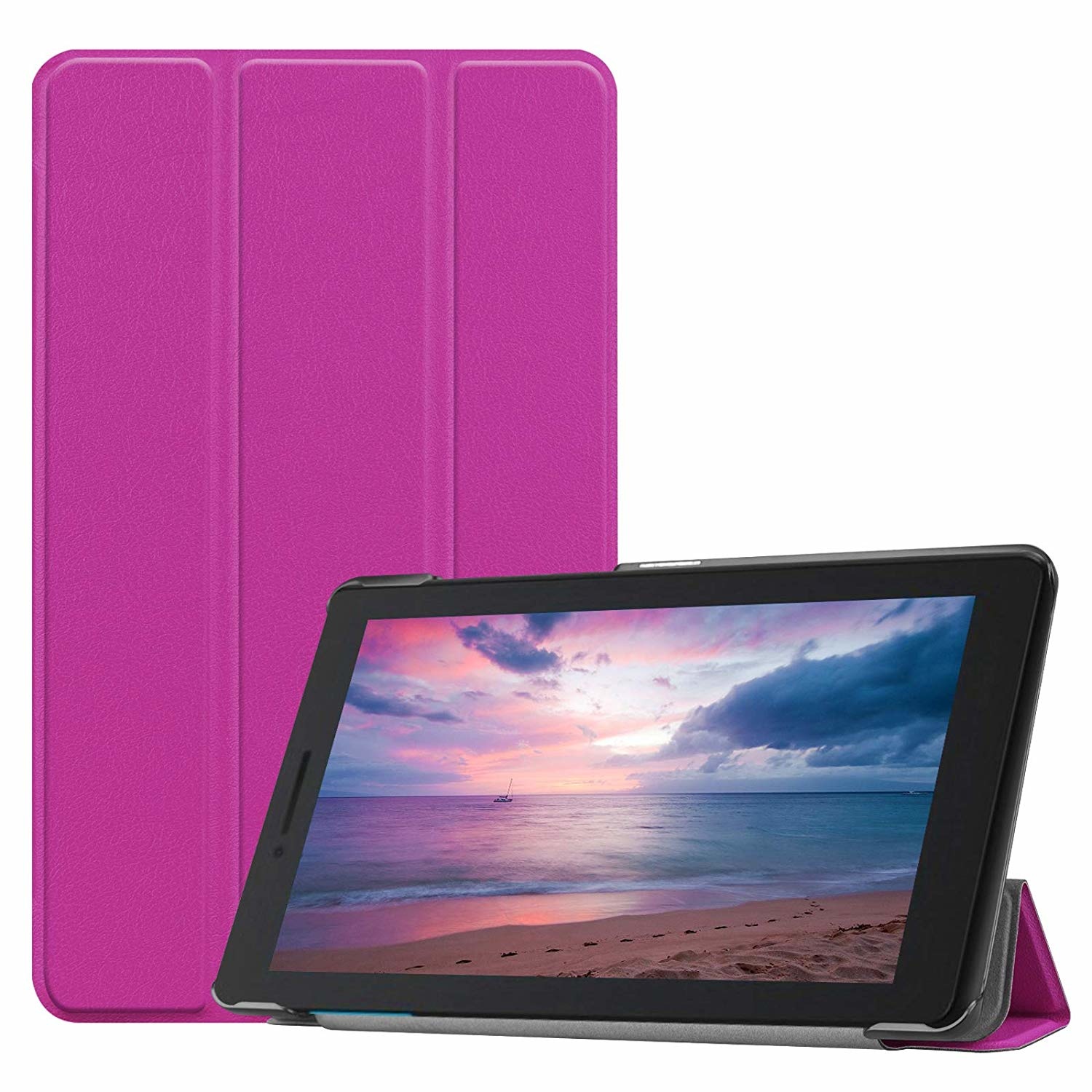 Tablet hoes geschikt voor Lenovo Tab E8 hoes (TB-8304F) - Tri-Fold Book Case - Paars afbeelding