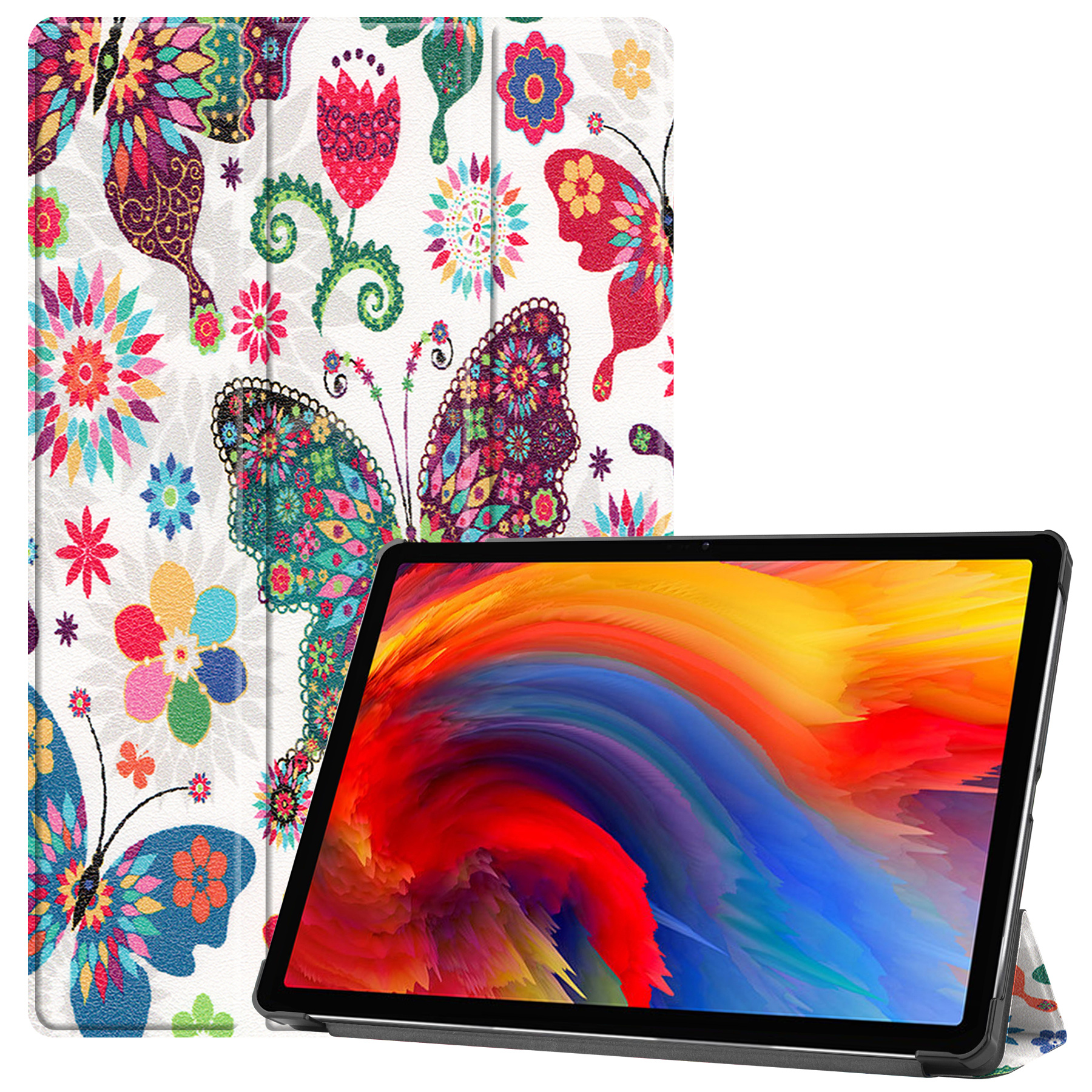Tablet hoes geschikt voor Lenovo Tab P11 Plus (11 inch) - Tri-Fold Book Case - Vlinders afbeelding
