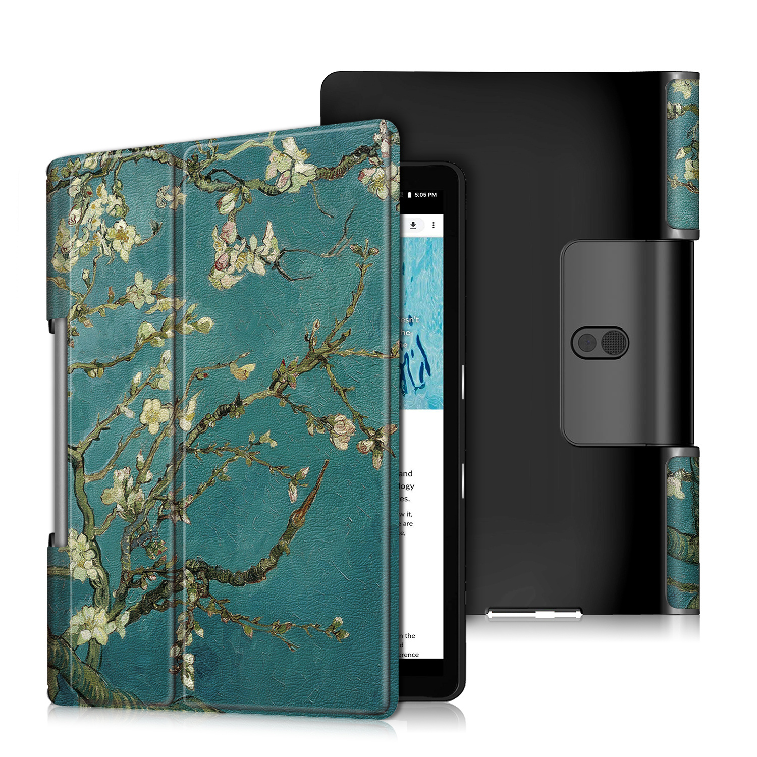Tablet Hoes geschikt voor Lenovo Yoga Smart Tab 10.1 - Tri-Fold Book Case - Witte Bloesem afbeelding