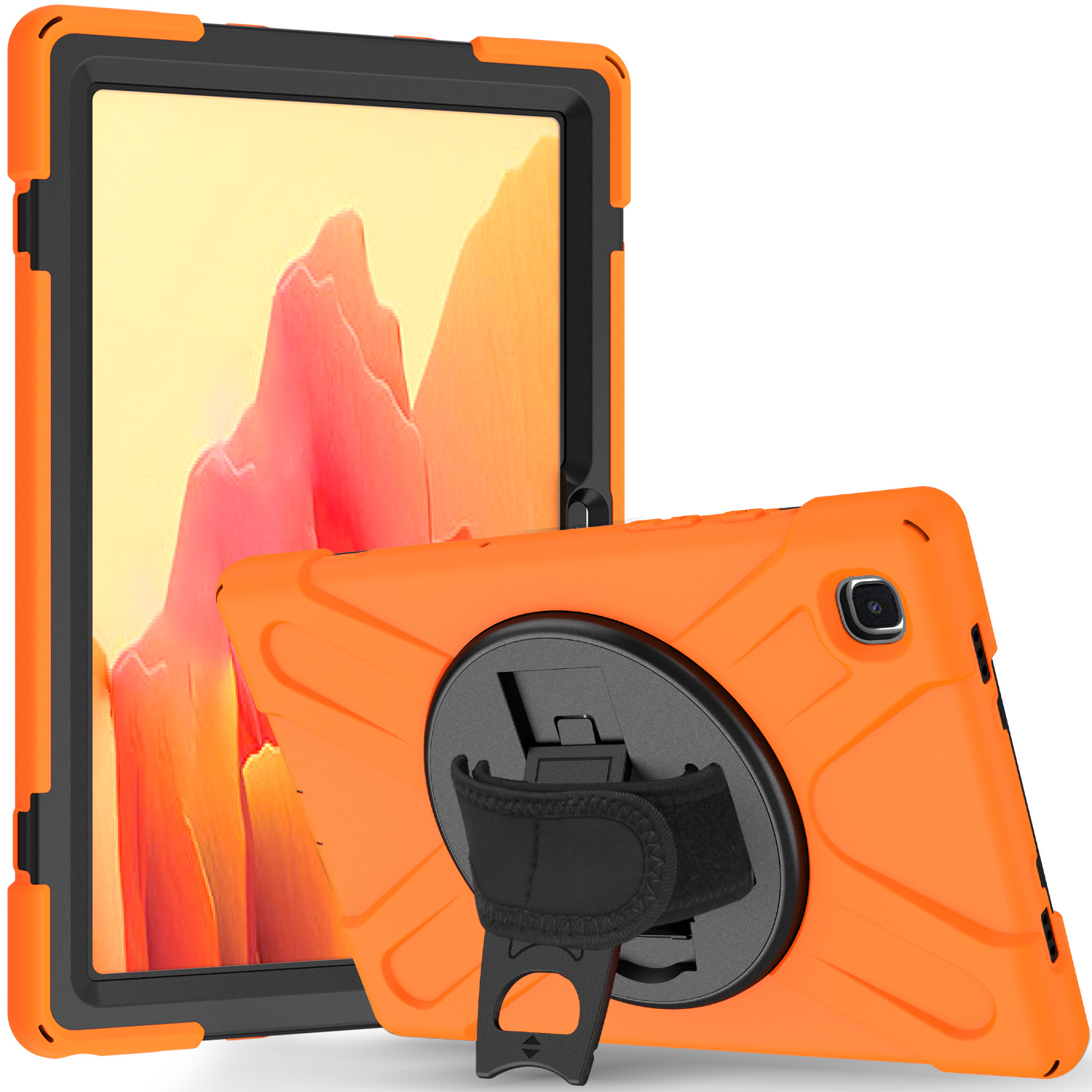 Tablet Hoes geschikt voor Samsung Galaxy Tab A7 (2020) - 10.4 inch - Hand Strap Armor Case - Oranje afbeelding