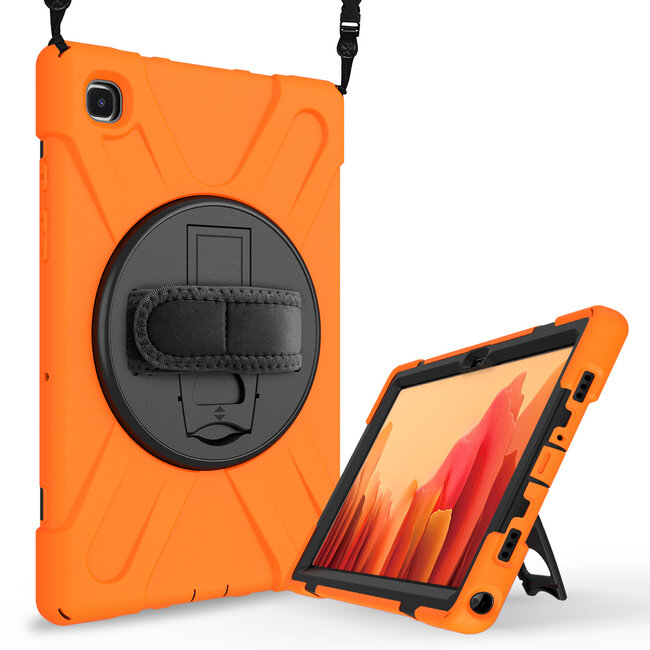 Tablet Hoes geschikt voor Samsung Galaxy Tab A7 (2020) - 10.4 inch - Hand Strap Armor Case - Oranje