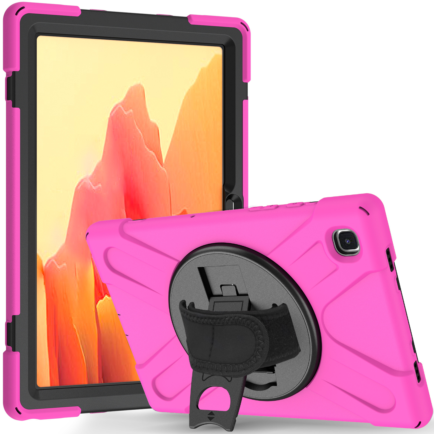 Tablet Hoes geschikt voor Samsung Galaxy Tab A7 (2020) - 10.4 inch - Hand Strap Armor Case - Magenta afbeelding