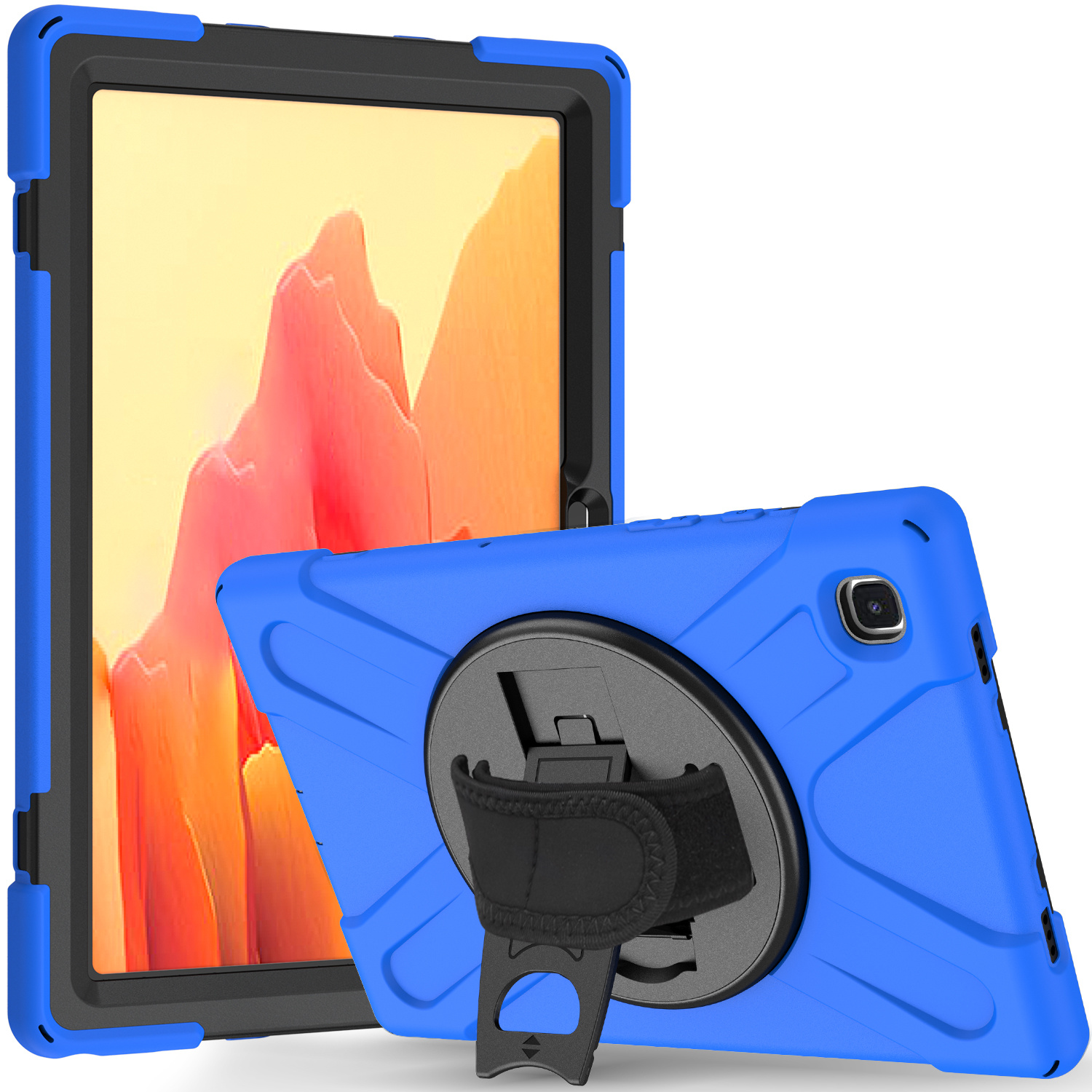 Tablet Hoes geschikt voor Samsung Galaxy Tab A7 (2020) - 10.4 inch - Hand Strap Armor Case - Blauw afbeelding