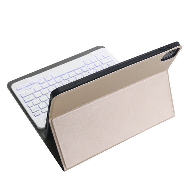 Bluetooth Keyboard Case geschikt voor Apple iPad Pro 11 (2022/2021/2020/2018) - Bluetooth Toetsenbord hoes - Toetsenbord verlichting - Goud