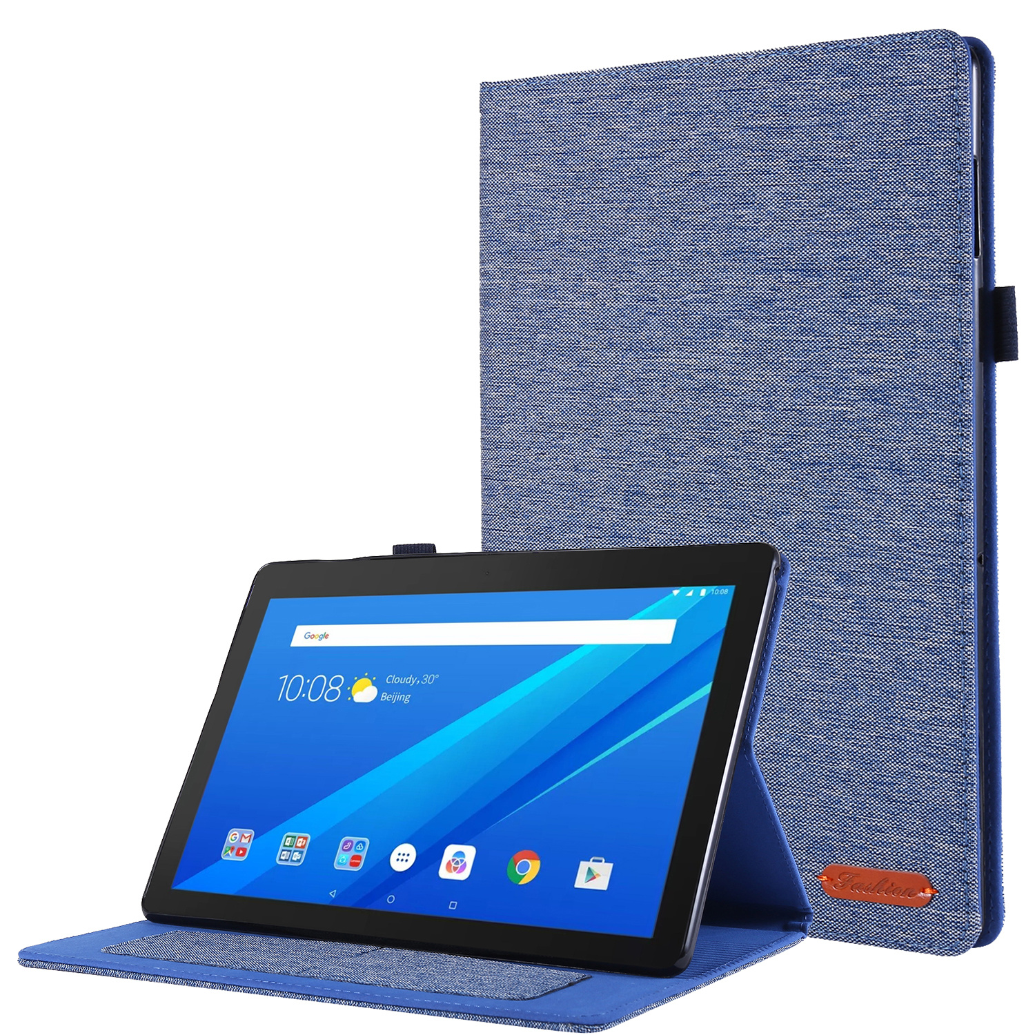 Tablet hoes geschikt voor Lenovo Tab E10 hoes - Book Case met Soft TPU houder - Blauw afbeelding