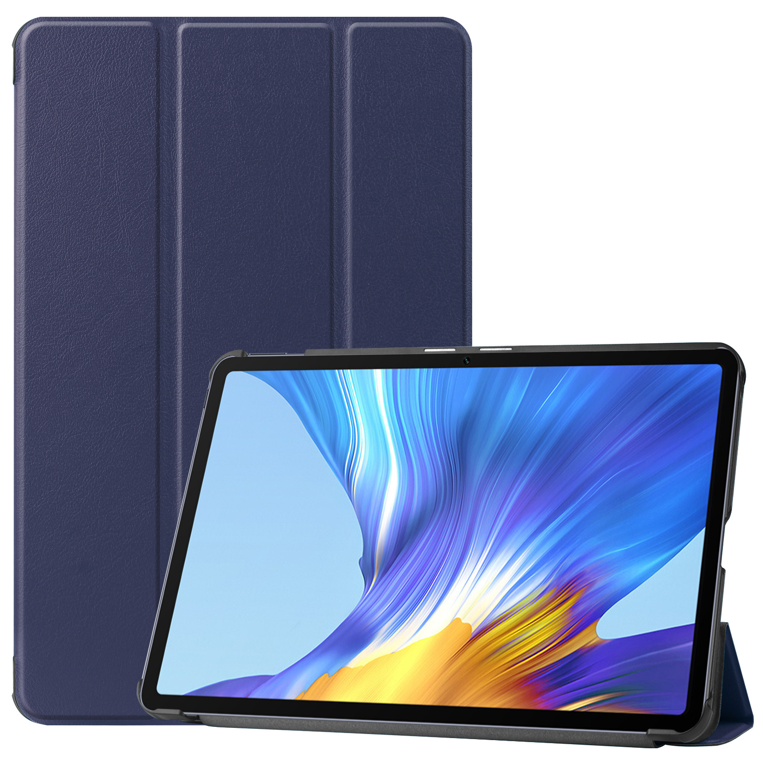 Tablet hoes geschikt voor Huawei MatePad 10.4 Tri-Fold Book Case - Donker Blauw afbeelding