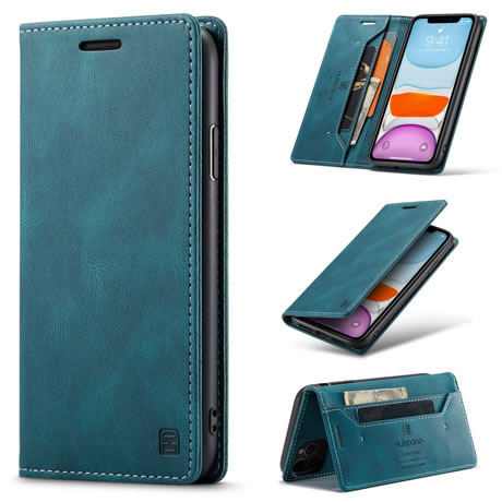 AutSpace - Hoesje geschikt voor iPhone 11 Pro Max - Wallet Book Case - Magneetsluiting - met RFID bescherming - Blauw afbeelding