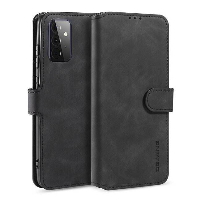 caseme - Hoesje geschikt voor Samsung Galaxy A72 - met magnetische sluiting - ming serie - leren book case - zwart