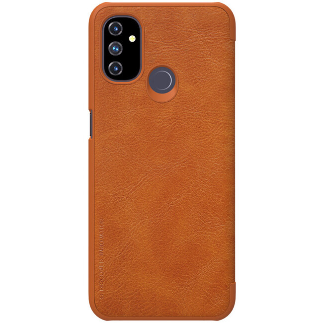 Hoesje geschikt voor OnePlus Nord N100 - Qin Leather Case - Flip Cover - Bruin