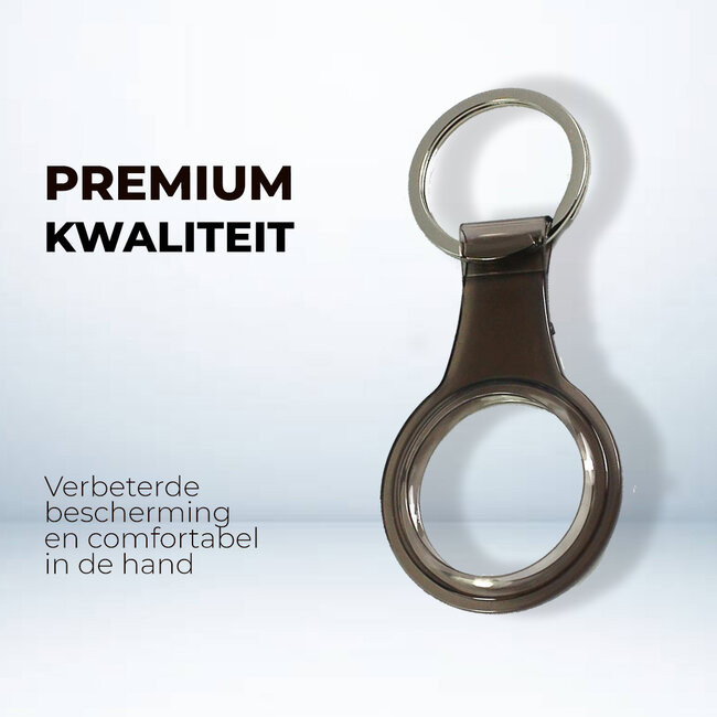 Case2go  -  Hoesje geschikt voor Airtag  -  Airtag - sleutelhanger  - airtag-sleutelhanger - airtag houder - airtag case - air tag hoesje - airtag cover Siliconen case geschikt voor Airtag  - Transparant /Zwart